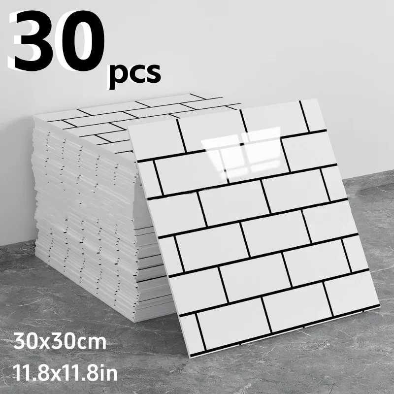 

Classics Brick Pattern Foam Wallpaper Black White Grid Self-adhesive Wall Sticker Kitchen Bathroom Bedroom Renovation Background