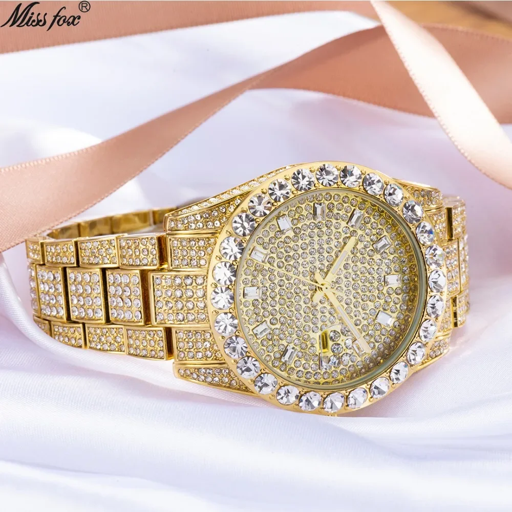 Hip Hop Iced Out Watch for Men Full AAA Diamond Mens Watches Waterproof Luxury Quartz Wristwatch Silver Gold Relogio Masculino