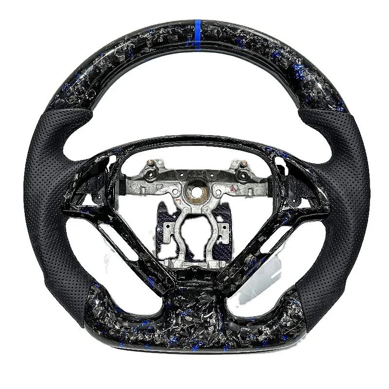 Volant de voiture en cuir noir et fibre de carbone forgée bleue, personnalisable, directement de l'usine, pour Infiniti FX35 G25 G37 Q50 Q60 Q70 350Z
