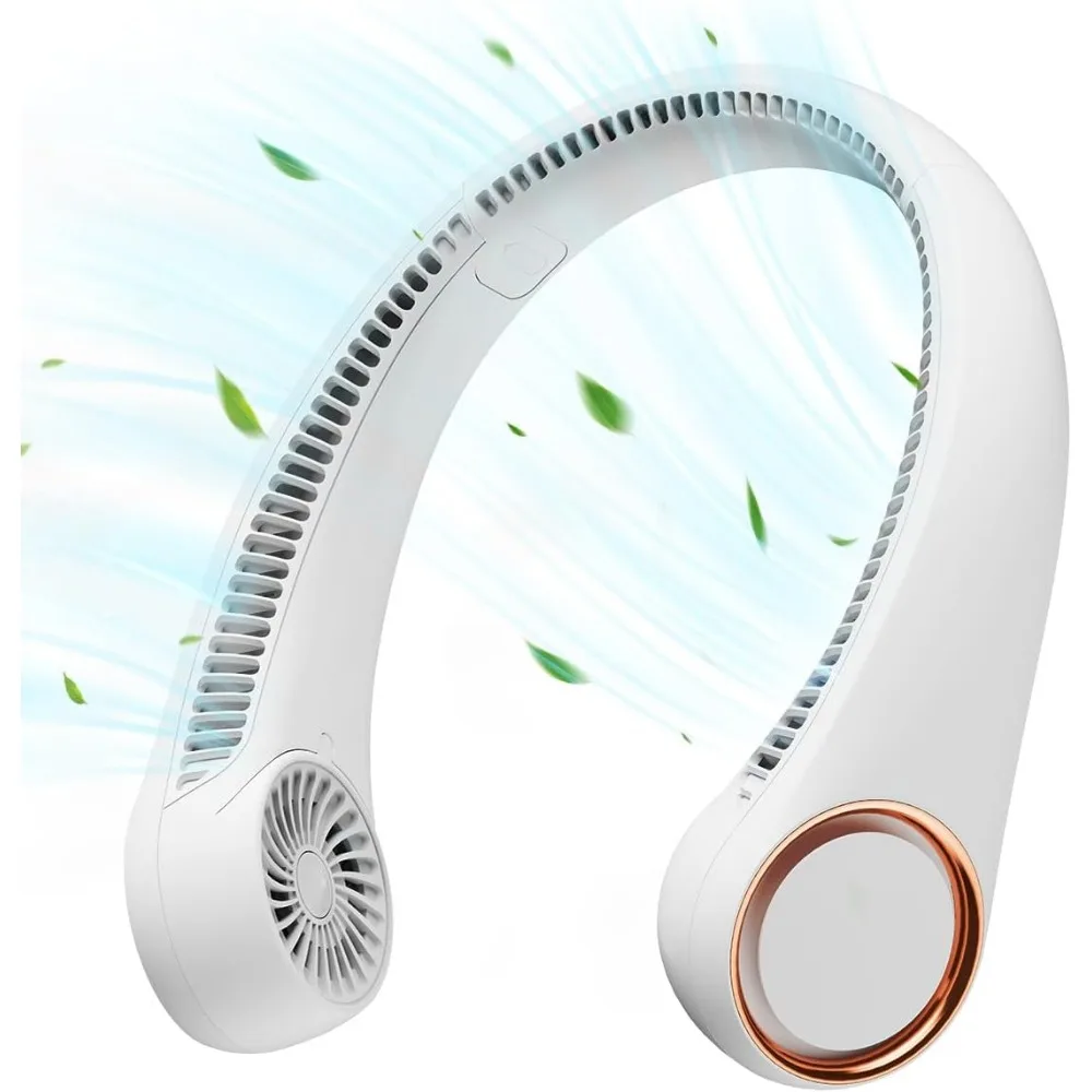 

Портативный шейный вентилятор, перезаряжаемый, без рук, охлаждение на 360°, 23 часа работы, бесшумный, для летних путешествий, подарок