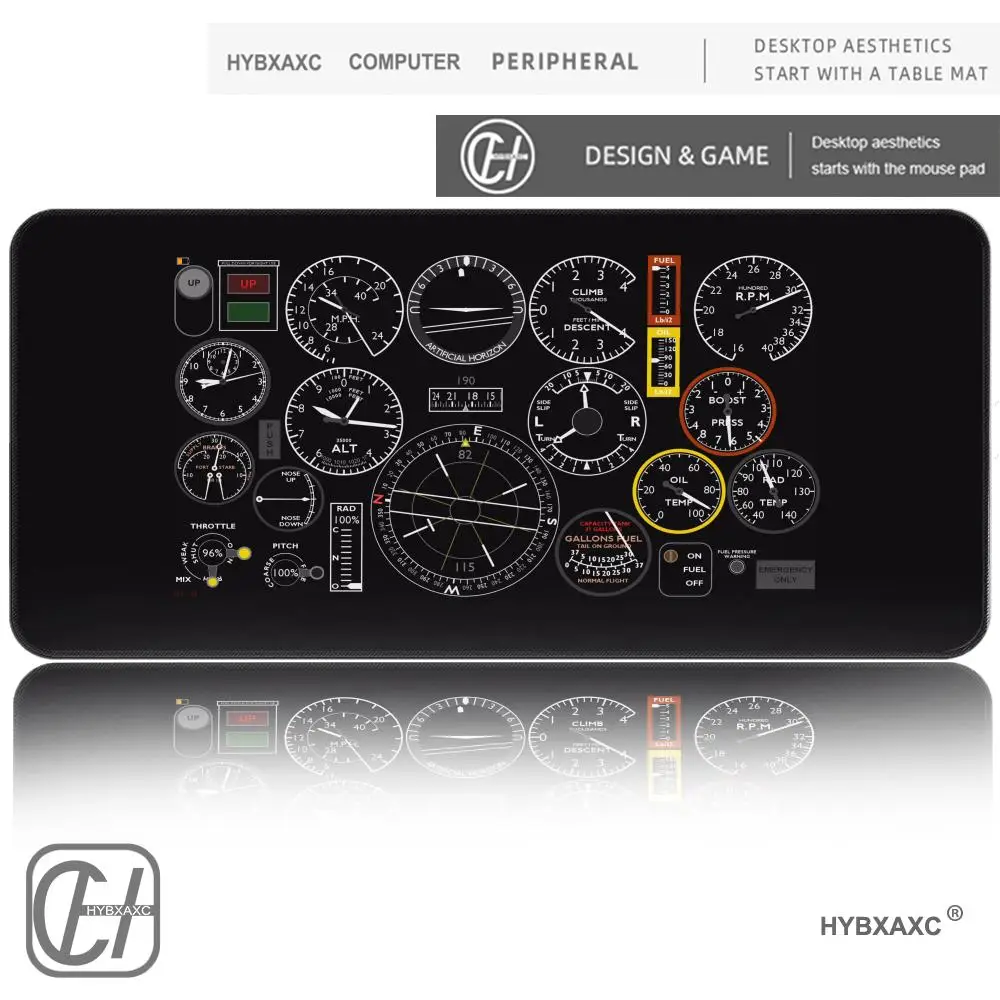 HYBXAXC Airplane Dashboard Mouse Pad Large Rubber Base Anti-slip Accessories Mousepad for Office &
