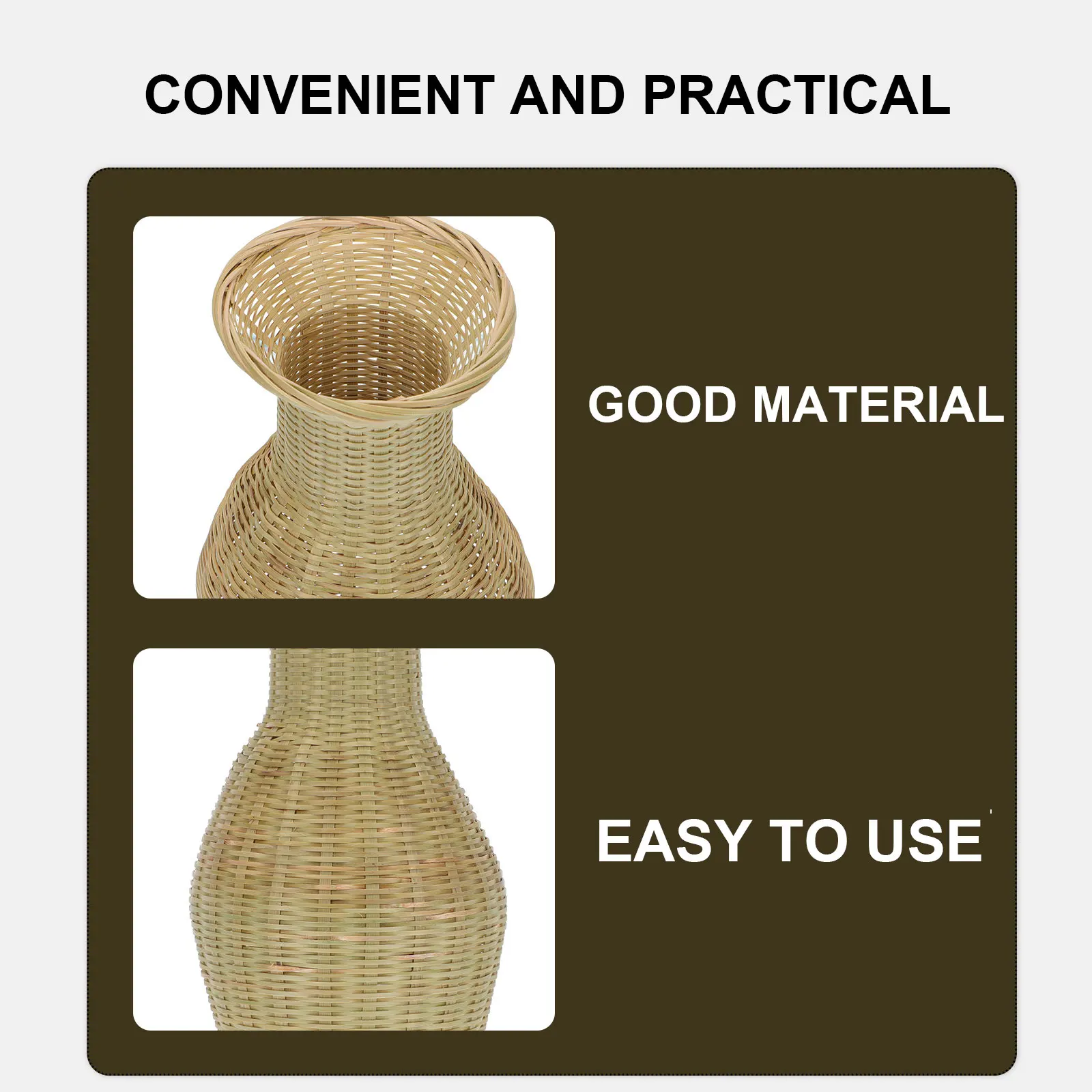 

Bamboo Vase Woven Flowerpot Decorative Dried Container Creative Basket Office Plant Pots Indoor Elegant Stylish Artistic Vase