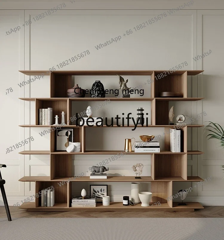 

G Italian minimalist solid wood bookshelf, Nordic modern simple solid wood storage bookshelf decorative shelf study