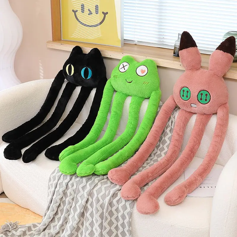 2024 New Kawaii Long Legs Black Cat Doll Creative Octopus Frog Rabbit Cushion Cuddle Plush Animal Cushion Toy Kid Christmas Gift