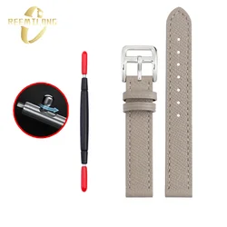 Cowhide lea/ther watch strap 14 16 18 20mm Universal waterproof soft black orange white gray quick change pin women's watchband
