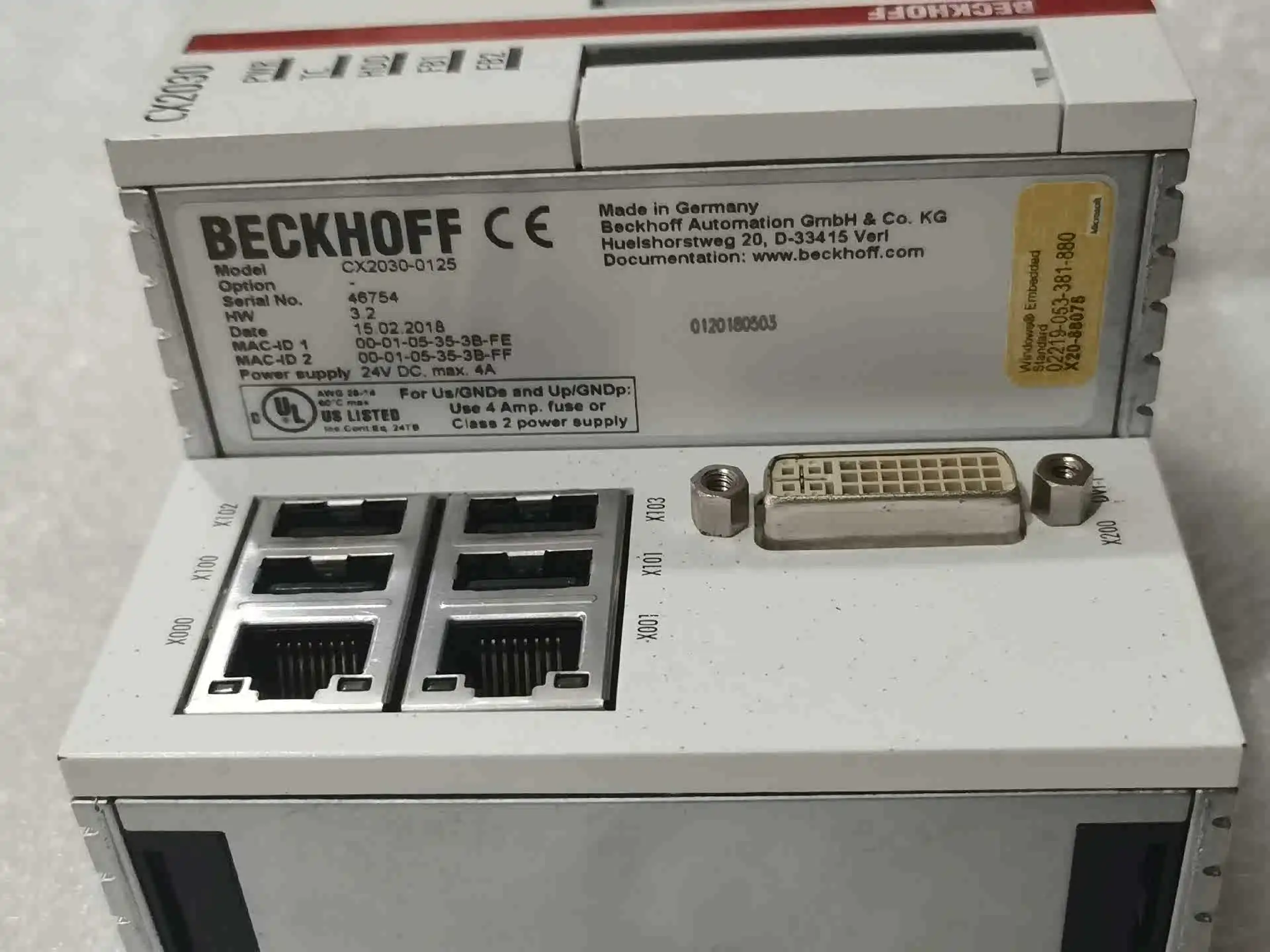 CX2030-0125โมดูล PLC สำหรับ beckhoff