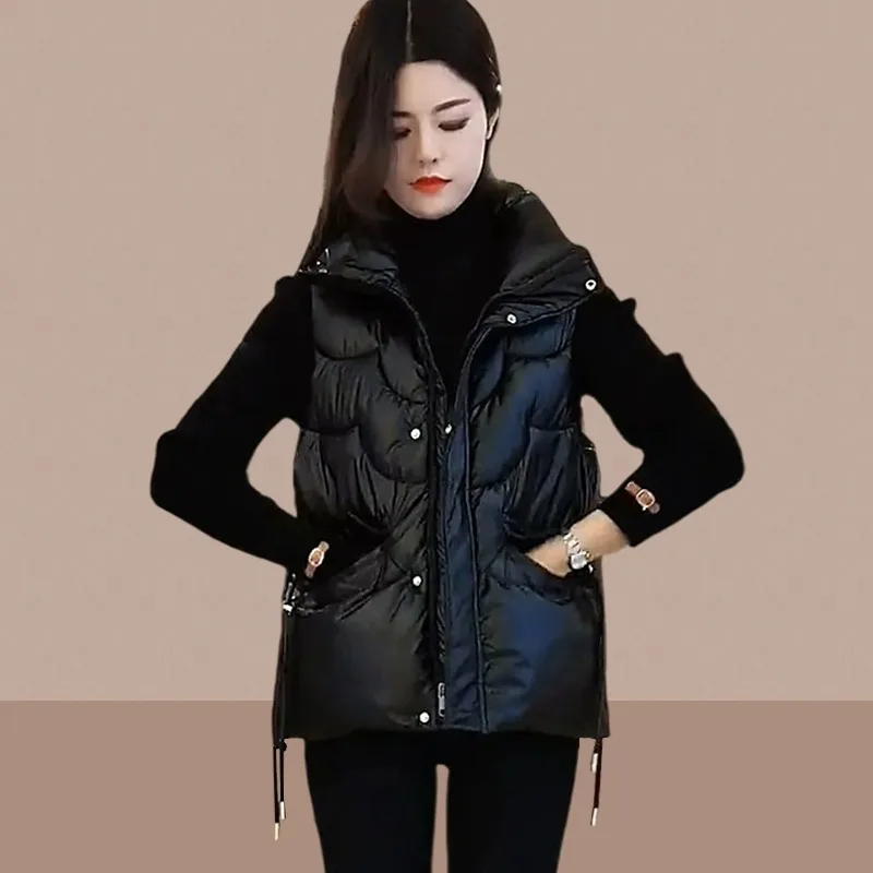 

Women's down Cotton Vest Outerwear Faionable European Sle Autumn Winter Jaet Stand Collar Regular Length All Match