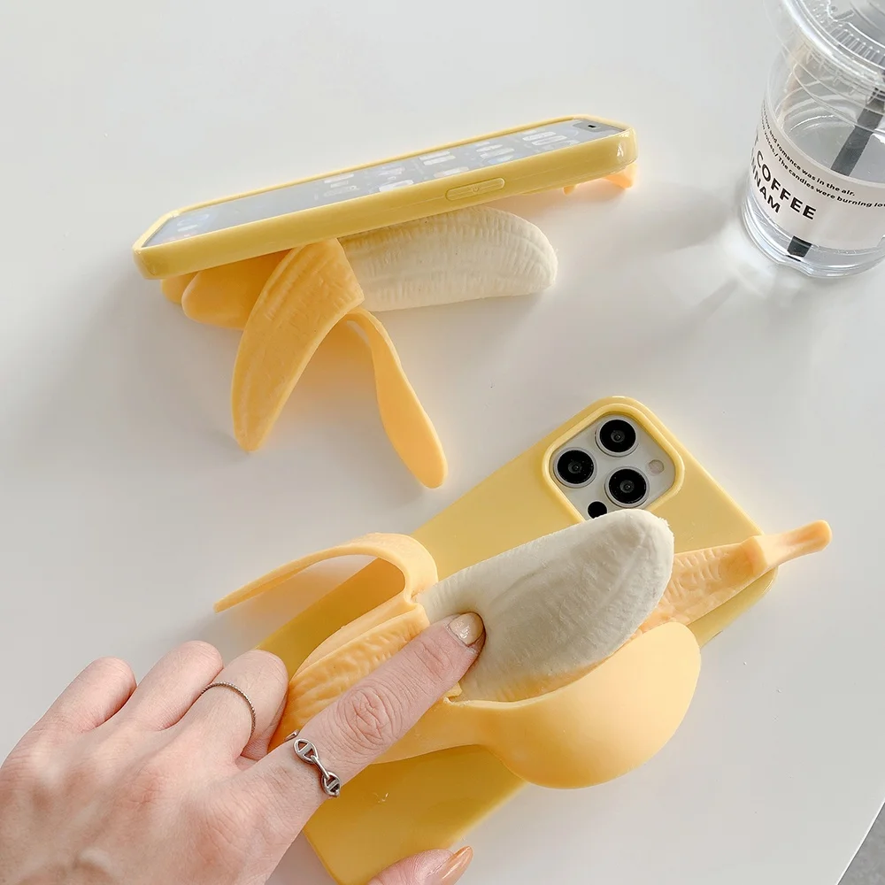 3D Stress Reliever Peeled Plush toy banana Case For Honor 70 60 50 SE V30 30 20 9X Pro View 20 10 9 Lite 10i 20i 8X 8C Cover