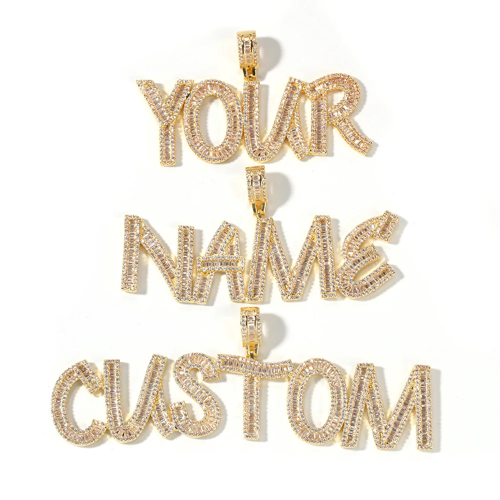 Hip-Hop Zircon Custom English Letter Necklace Fashion  Digital Stitching Sweater Chain Tide Brand Niche Creativ Jewelry.