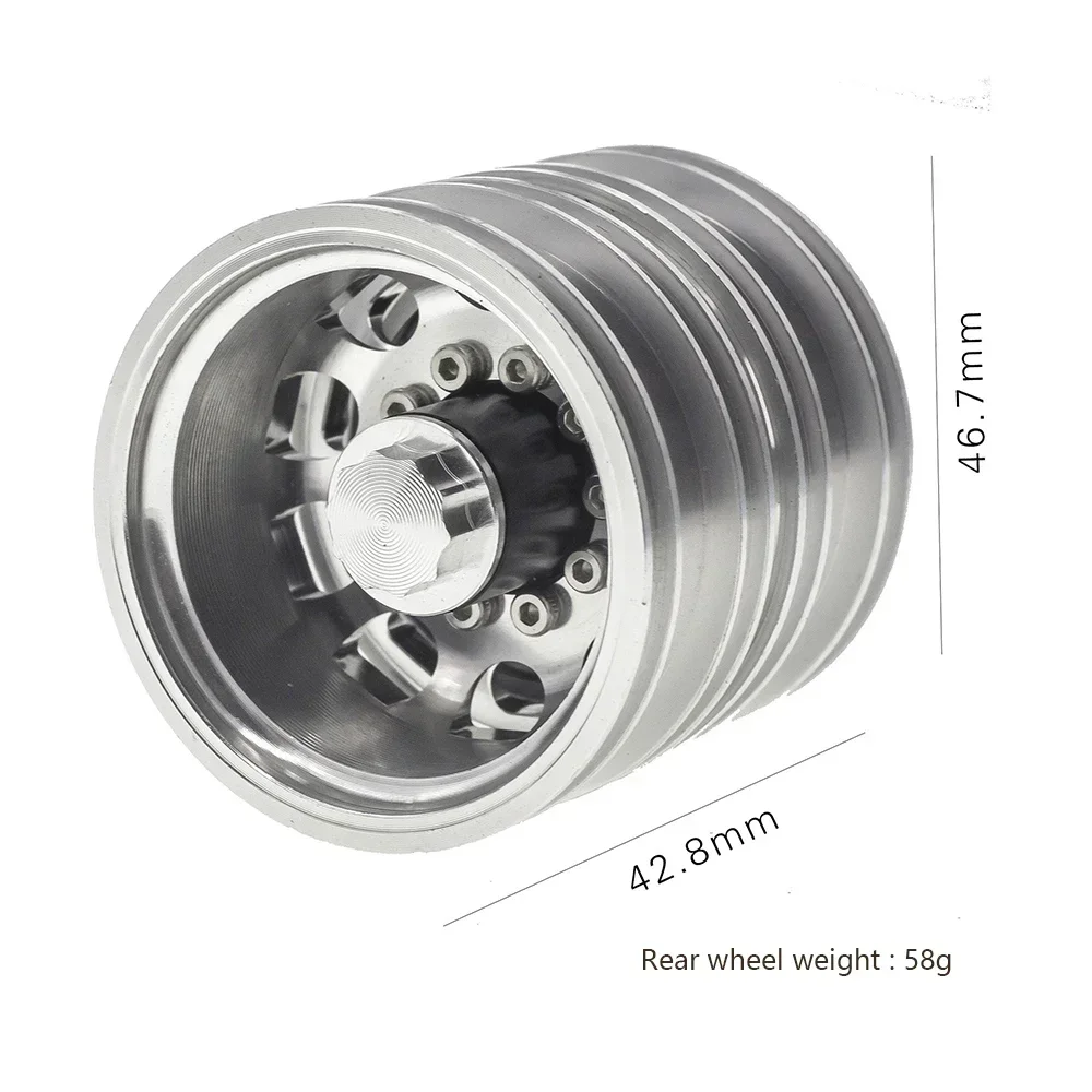Mozzo ruota anteriore in lega di alluminio 2 pezzi per 1/14 Tamiya RC trattore rimorchio carico camion ruote auto cerchi parti di aggiornamento