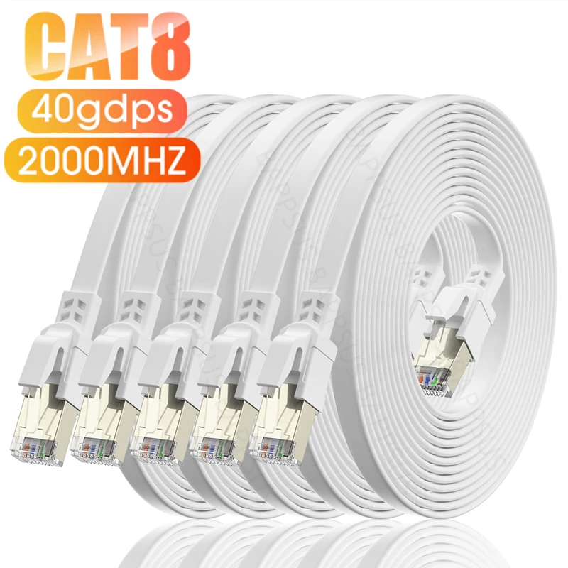 CAT8 RJ45 Ethernet Cable 40Gbps High Speed Flat Network Cables Line For Laptop PC Router Lan Patch Cord Cat 8 Ethernet Wire