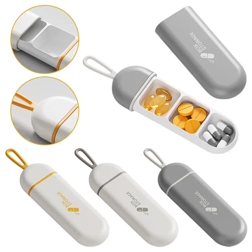 Draagbare medicijndoos voor thuis, drie compartimenten, geschikt om mee te nemen, mini-medicijndoos voor reispillendoosje