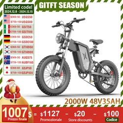 ZPW X20 EBike Adults 20 Inch 2000W 35AH Electric Bike Mountain Snow ebike Motorcycles Off-Road Fat Tire Electric Bicycle