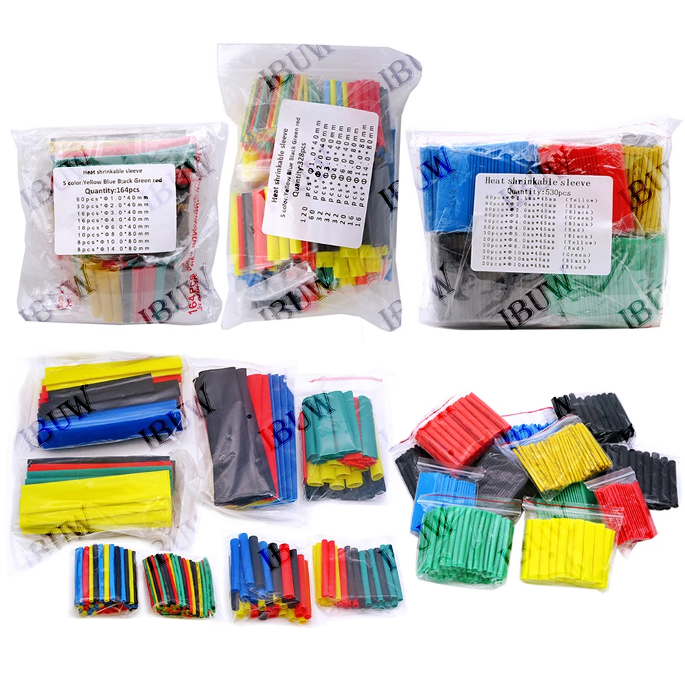 328PCS 164-560pcs Heat Shrink Tube Tubing Insulation Shrinkable Tube Assortment Electronic Polyolefin Wire Cable Sleeve Kit