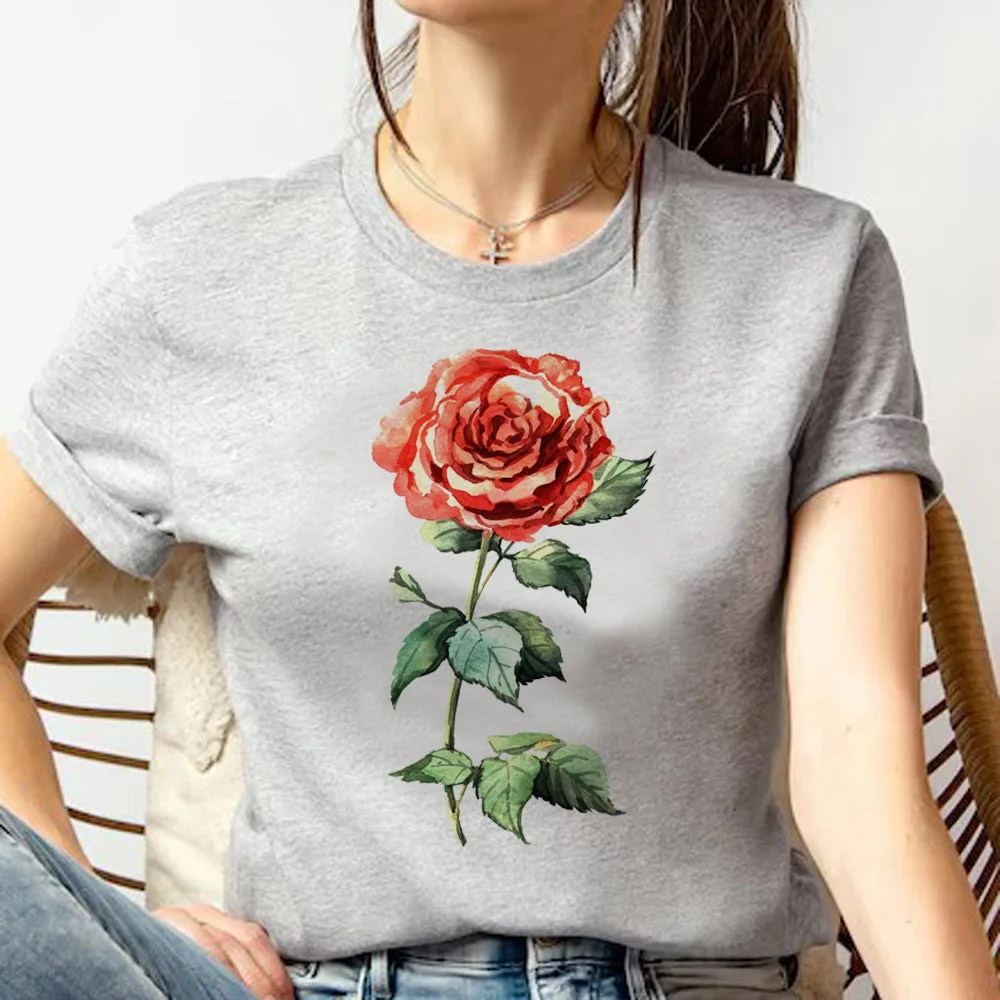 

Rose tshirt women comic Tee female streetwear Japanese funny clothing