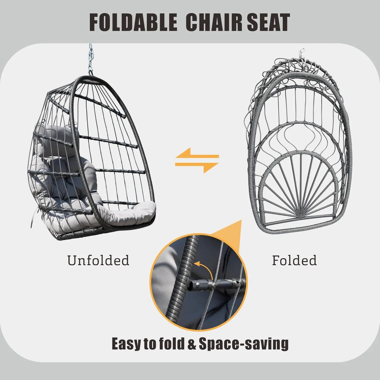 Wicker Hanging Egg Chair with Stand 6