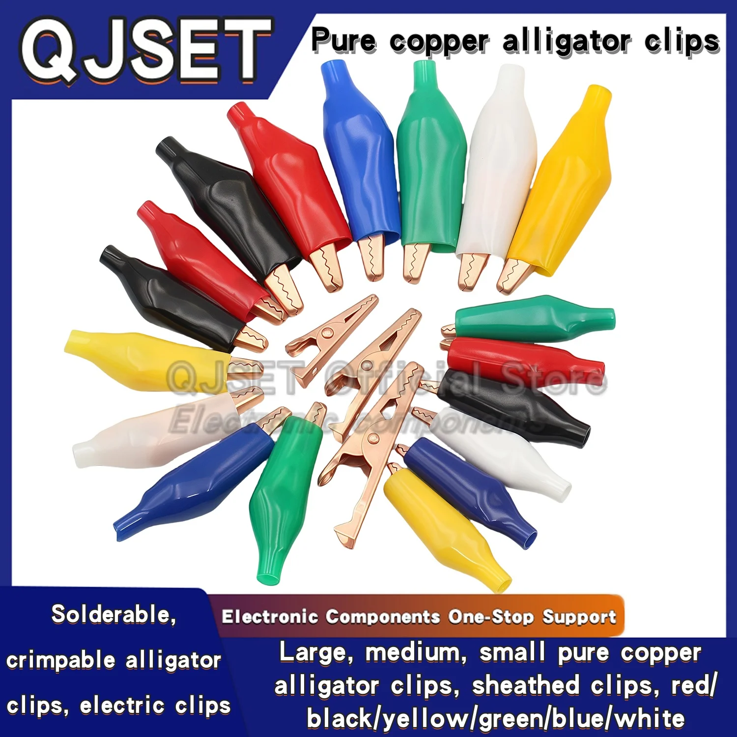 28 mm 35mm 45mm Pure Copper Alligator Clip Set Electrician Welding Power Cord Test Clip small medium Large sheath clip Red Black