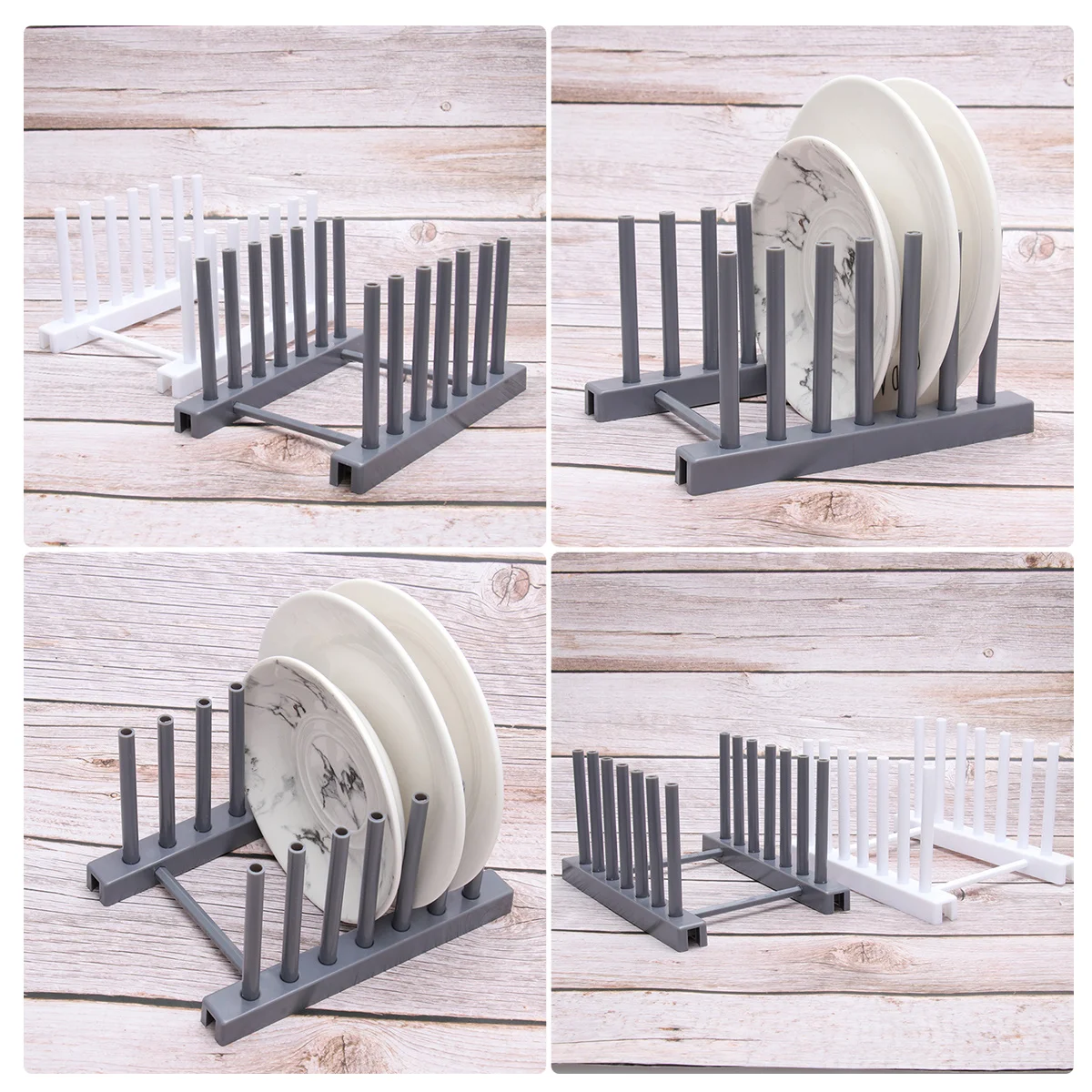 

2 pcs Bowl Plate Cup Drying With Drain Holes Elevated Design Kitchen Storage Organizer Dish Rack Plate Rack Cup Stand Display