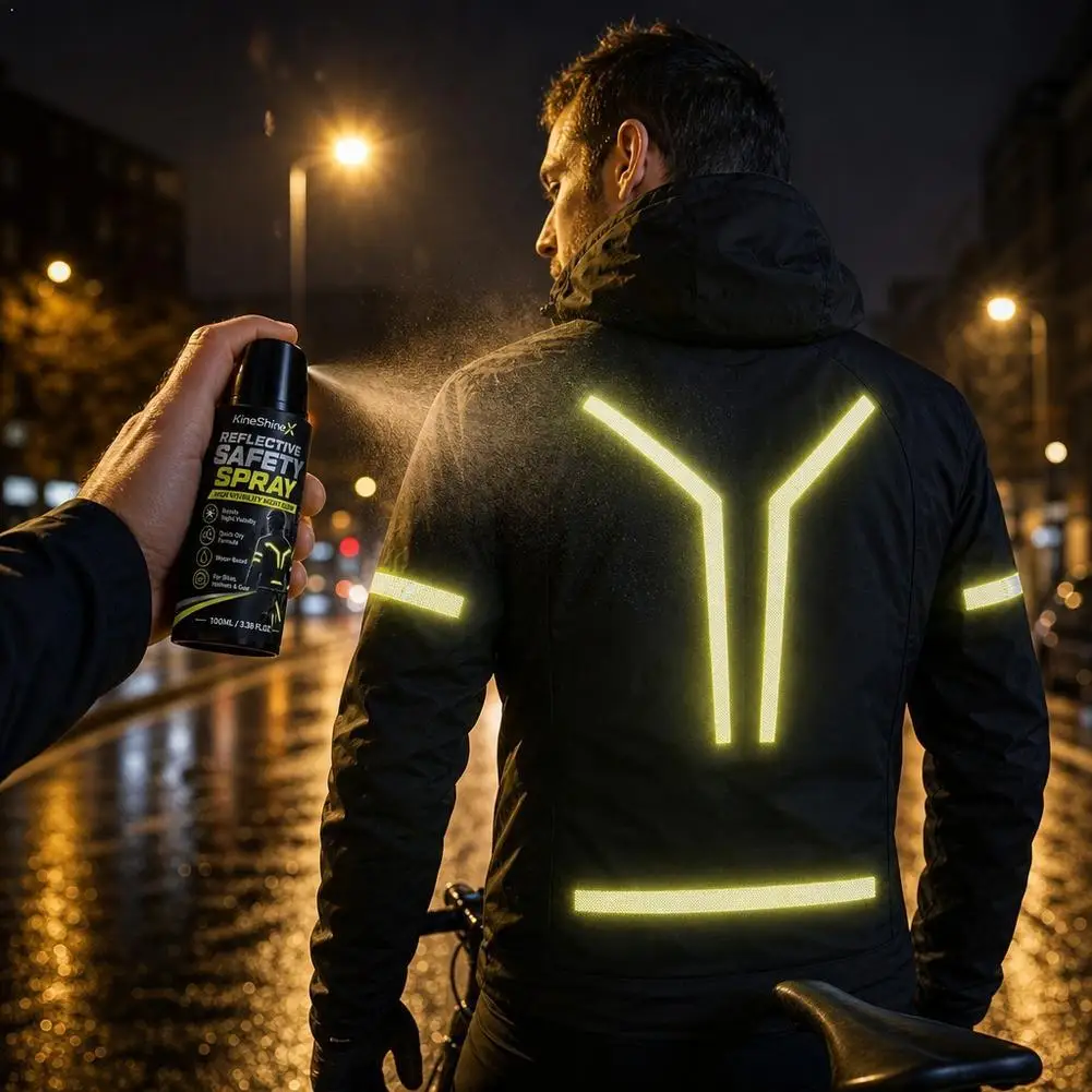 Night Reflective Safety Spray High Visibility Coating Paint For Cycling Running Backpack Helmet Clothes Night Commute Gear