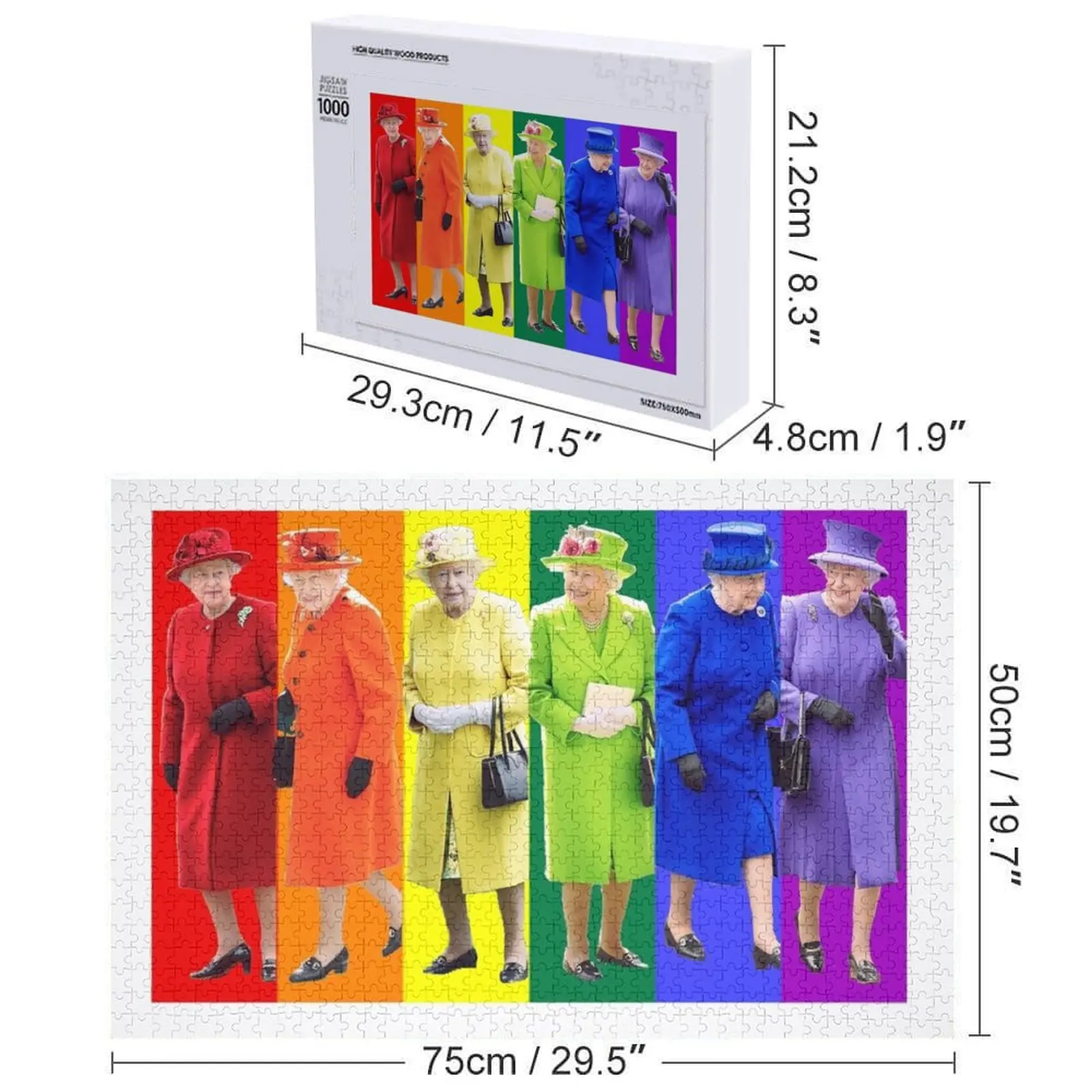 Rompecabezas Rainbow Queen, rompecabezas de madera personalizado con nombre para adultos, rompecabezas de juguete de madera