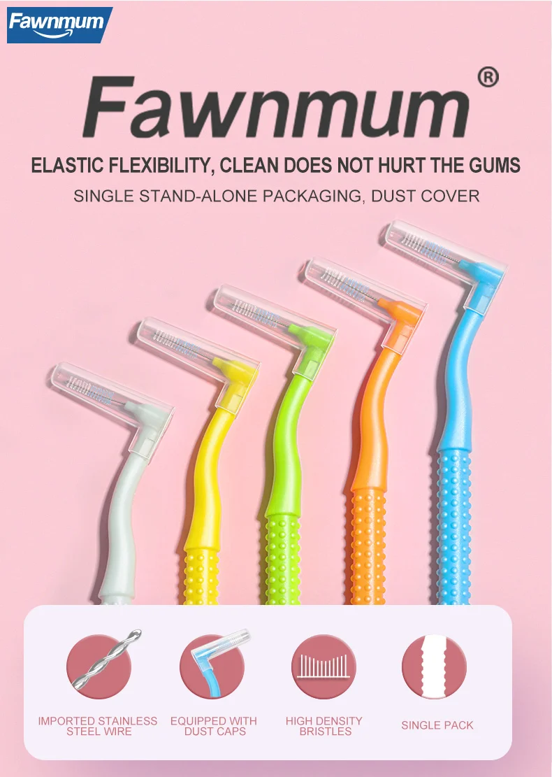 10 PCS L-Shape Interdental Brush Wire Orthodontic Interdental Brush Orthodontic Toothbrush Soft Bristle Oral Care