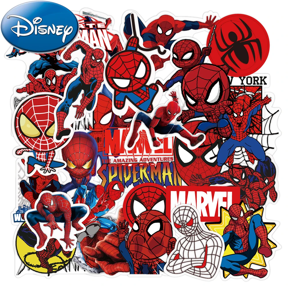 10/30/50pcs Disney Cool Movie Spiderman Cartoon Stickers Toy DIY Notebook Helmet Fridge Waterproof Anime Decals Sticker Kids Toy