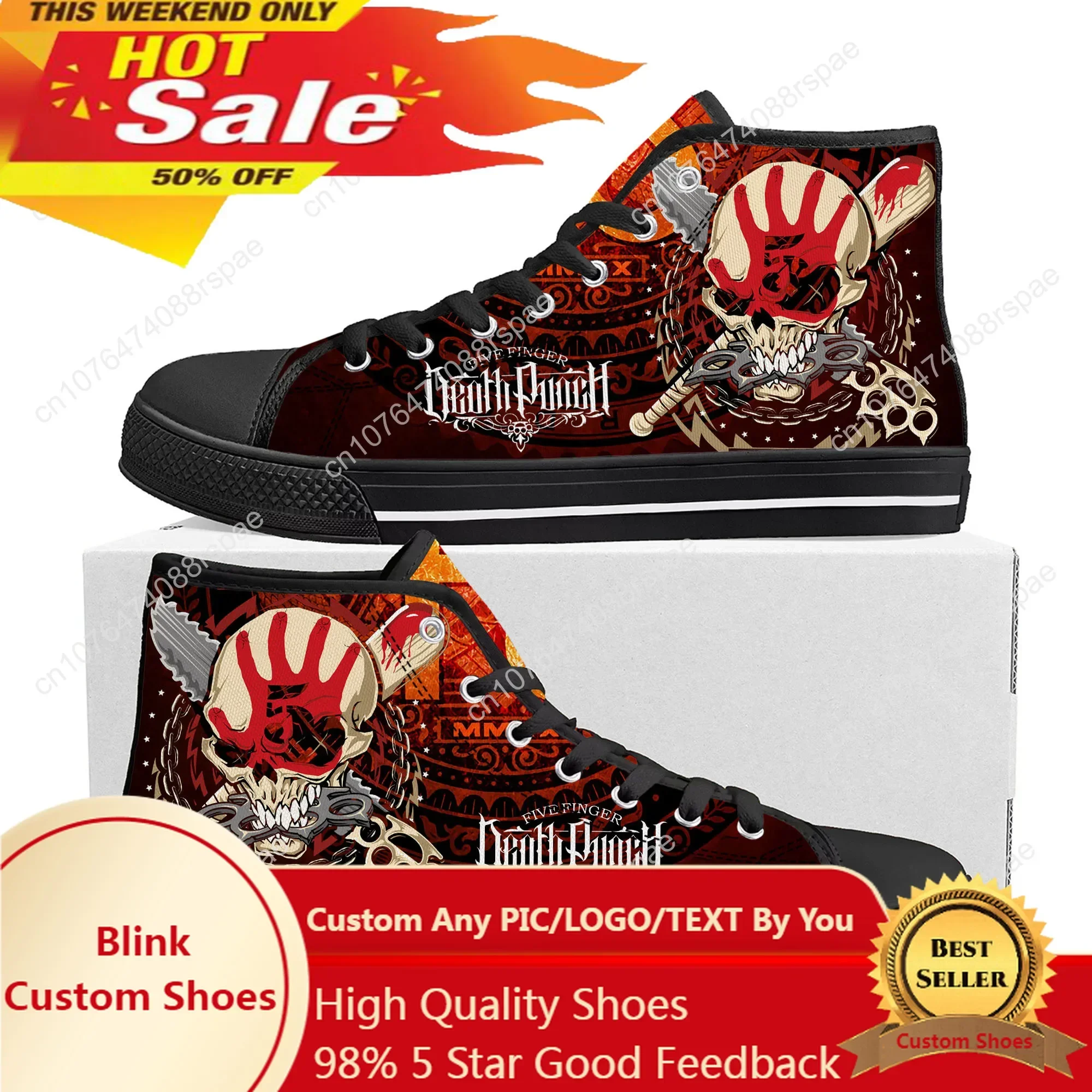 

Five Finger Death Punch Band High Top Sneakers Mens Womens Teenager High Quality Canvas Sneaker Casual Couple Shoes Custom Shoe