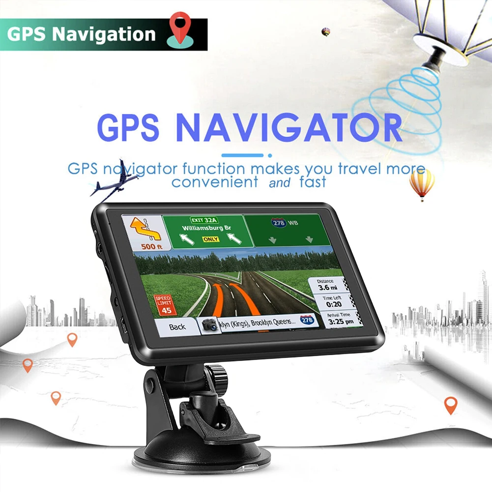 5 Inch Car GPS Navigation HD Touch Screen Sat Nav FM Transmitter Portable Navigator 256MB+8G Mini USB TF EU AU North America Map