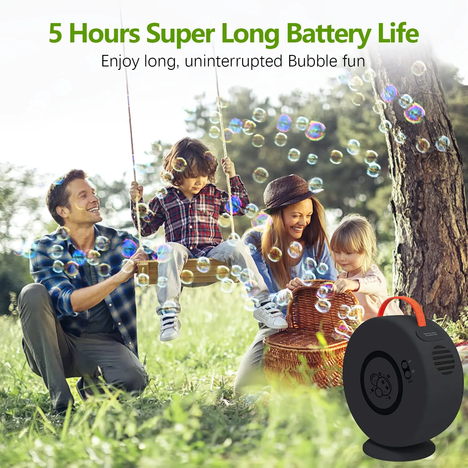 เครื่องเป่าฟองอัตโนมัติแบบชาร์จไฟได้ 360 °   เครื่องทำฟองสบู่แบบพกพาแบบหมุนได้ของเล่นสนุกสำหรับงานแต่งงานกลางแจ้งและงานปาร์ตี้