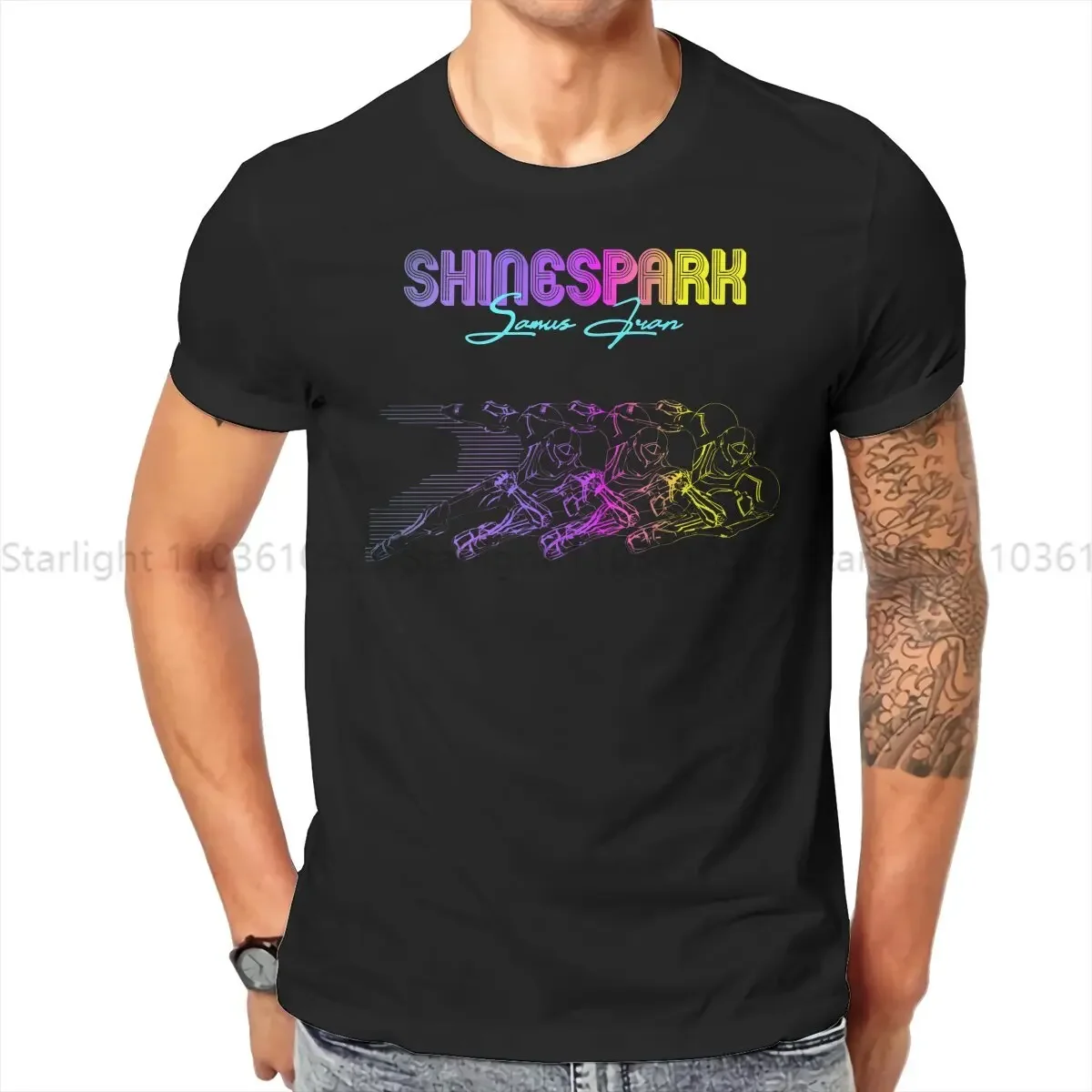 

Футболка Shinespark 2 в стиле ретро для мужчин, одежда Super Metroiidd, модная мягкая футболка
