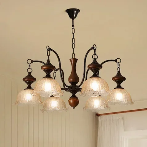 French retro style ice crack cover Nanyang style medieval bedroom dining room chandelier, modern hall main