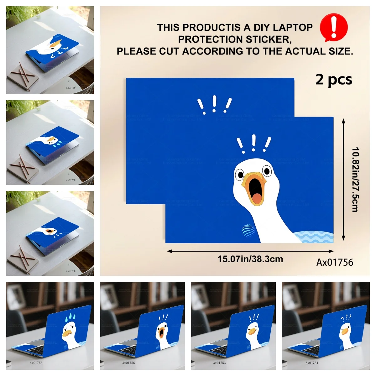 

2pcs Funny Blue Duck Print Laptop Shell Skin Sticker for MacBook Air Hard Shockproof High Quality PC Laptop Skin Cover Crafts
