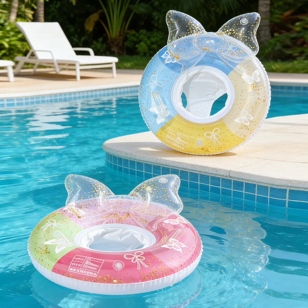 

Новый надувной круг для плавания с пайетками и бабочками 2026 года для малышей и детей, игрушка для бассейна и пляжных вечеринок