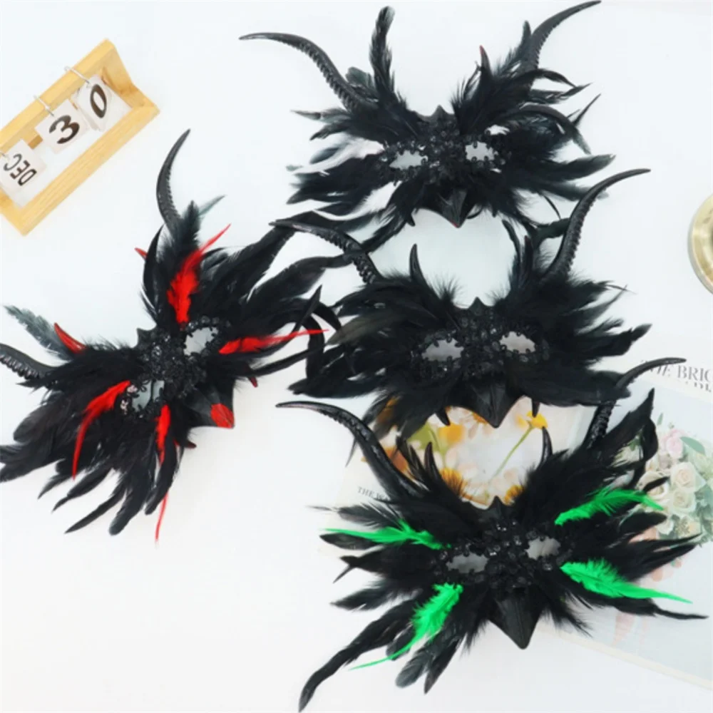 

Devil Mask Feathered Costume Mask Feather Mask Party For Gifts Halloween Adults