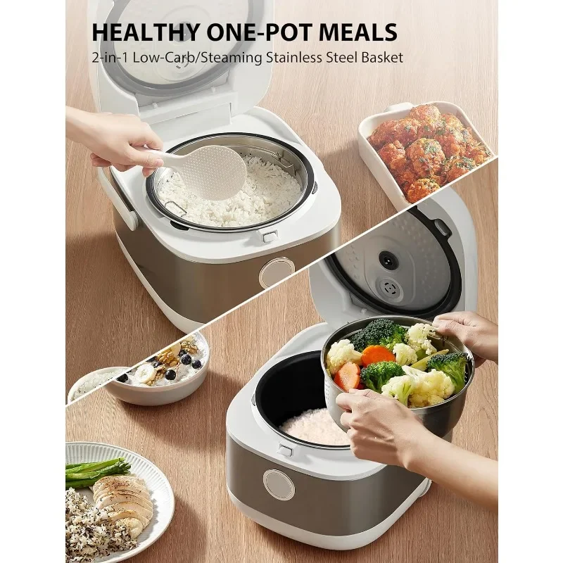 Popular. تسخين حثي لطباخ الأرز، جهاز طهي الأرز منخفض الكربوهيدرات، جهاز بخار رقمي منخفض السكر، 5.5 كوب غير مطبوخ