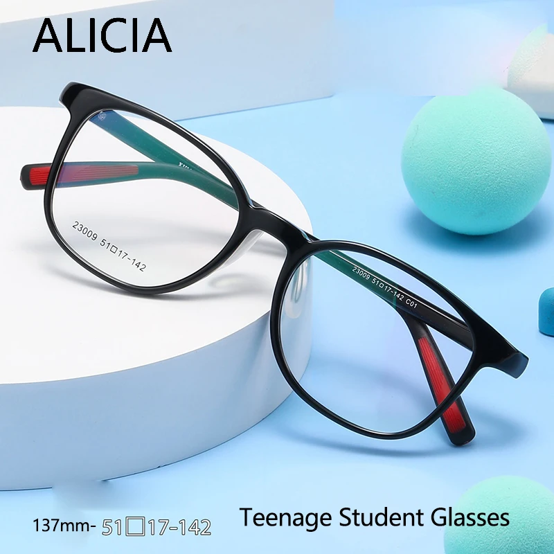 

ALICIA Fashion Comfortable Square Full Frame Ultra light TR90 Eyeglasses Frames Teenagers Optical Prescription Frames Boys Girls