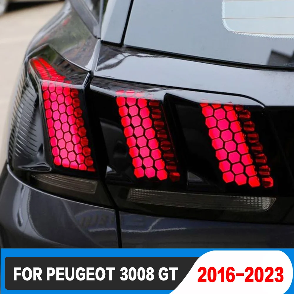 6pcs Car Rear Tail Light Lamp Honeycomb Protector Sticker For Peugeot 3008 GT 2016 2017 2018 2019 2020 2021 2022 2023 Accessory