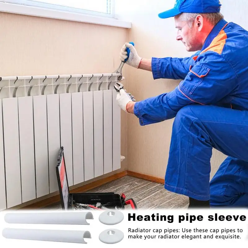 Radiator Pipe Cover Black Plastic Decorative Covers Faucet Collars Cut Fit Bathroom Chrome Pipeline Household Accessories
