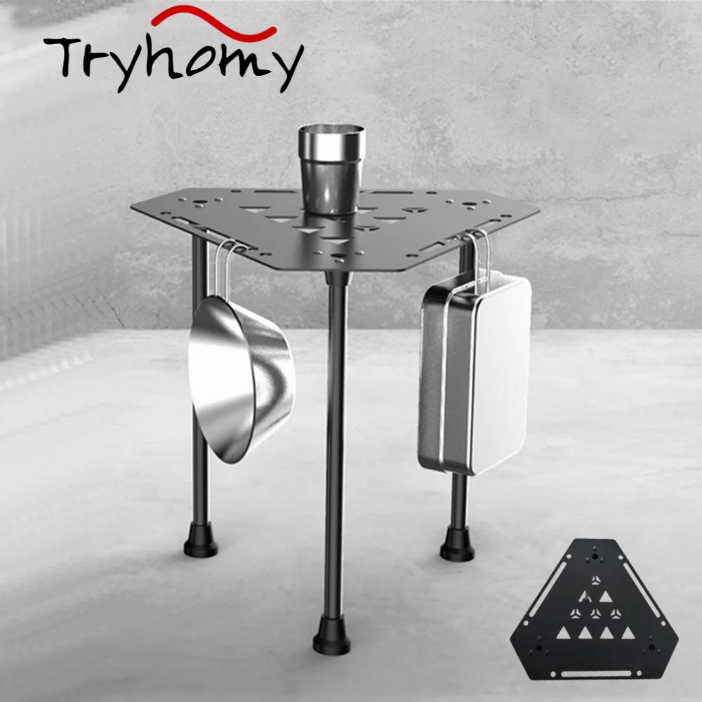 

Tryhomy Outdoor Portable Folding Geometric Table Aluminum Alloy Camping BBQ Mini Stackable Splicing Triangle Coffee Table New