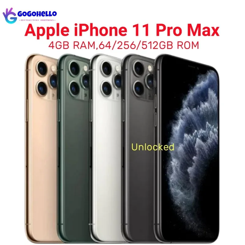 98% New Original iPhone 11 Pro Max 4GB RAM 64GB 256GB ROM 6.5\  iOS 13 3969 mAh  A13 Bionic Triple 12MP Genuine OLED Face ID NFC