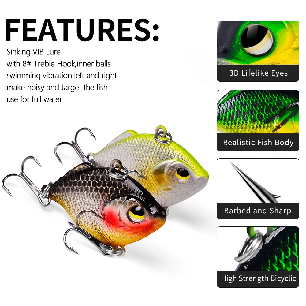 

Glitter road false bait Sea bass bait Bionic bait 4.5cm/8.5g plastic bait VIB hard bait e-commerce wholesale DW1044