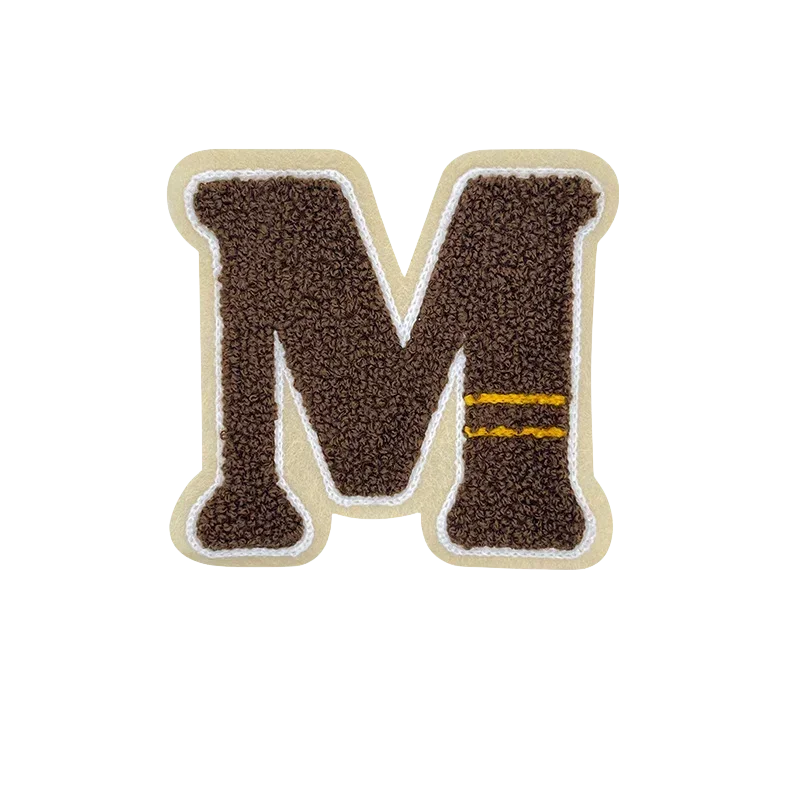 English letter M with Strip Embroidery Clothing Accessories Chenille Patch Jacket Decorative Patch ironing Patches