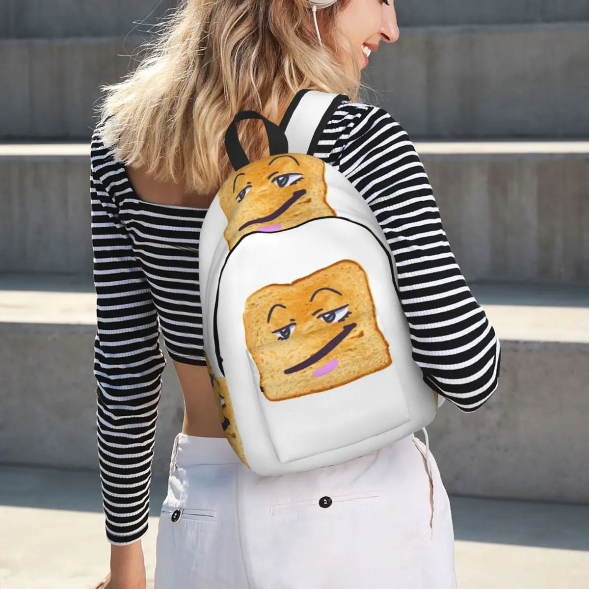 

Happy Bread Backpack Hot Sale Daypack Large Capacity Boys Girls BookBag School Bag Shoulder Bags for Men Women