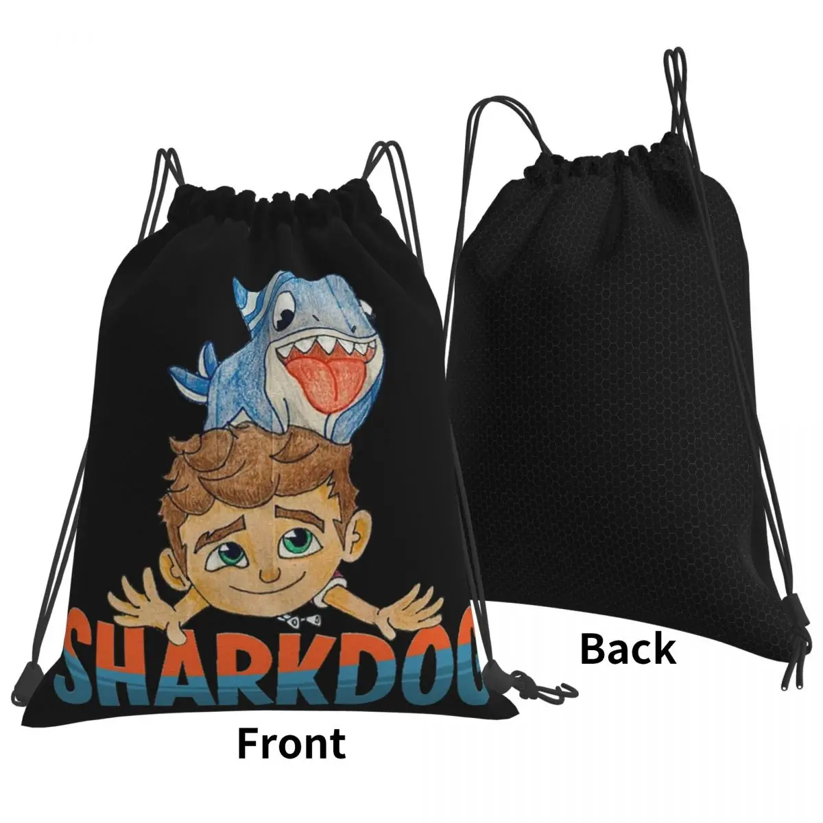 Sharkdog Shark Backpacks Portable Drawstring Bags Sundries Bag Book Bags for Man Woman Students