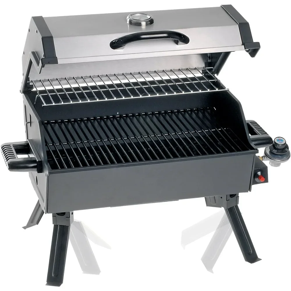 BBQ Grill, Portable Propane Gas Grills 14,000 Btu Porcelain Grid with Support Legs and Grease Pan, BBQ Grill