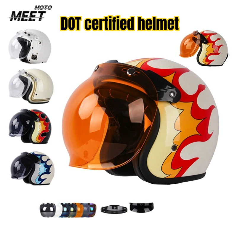 

DOT certified helmet Open Face Three Quarters Casco Moto Motorcycle Helmet Retro Motorcycle Helmet Para Casco Casque