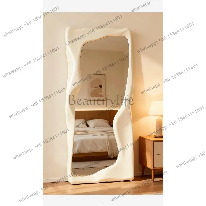 YJ Nordic Irregular Full Length Floor Mirror for Bedroom, Arched Leaner Mirror for Dressing Room, Home Decor