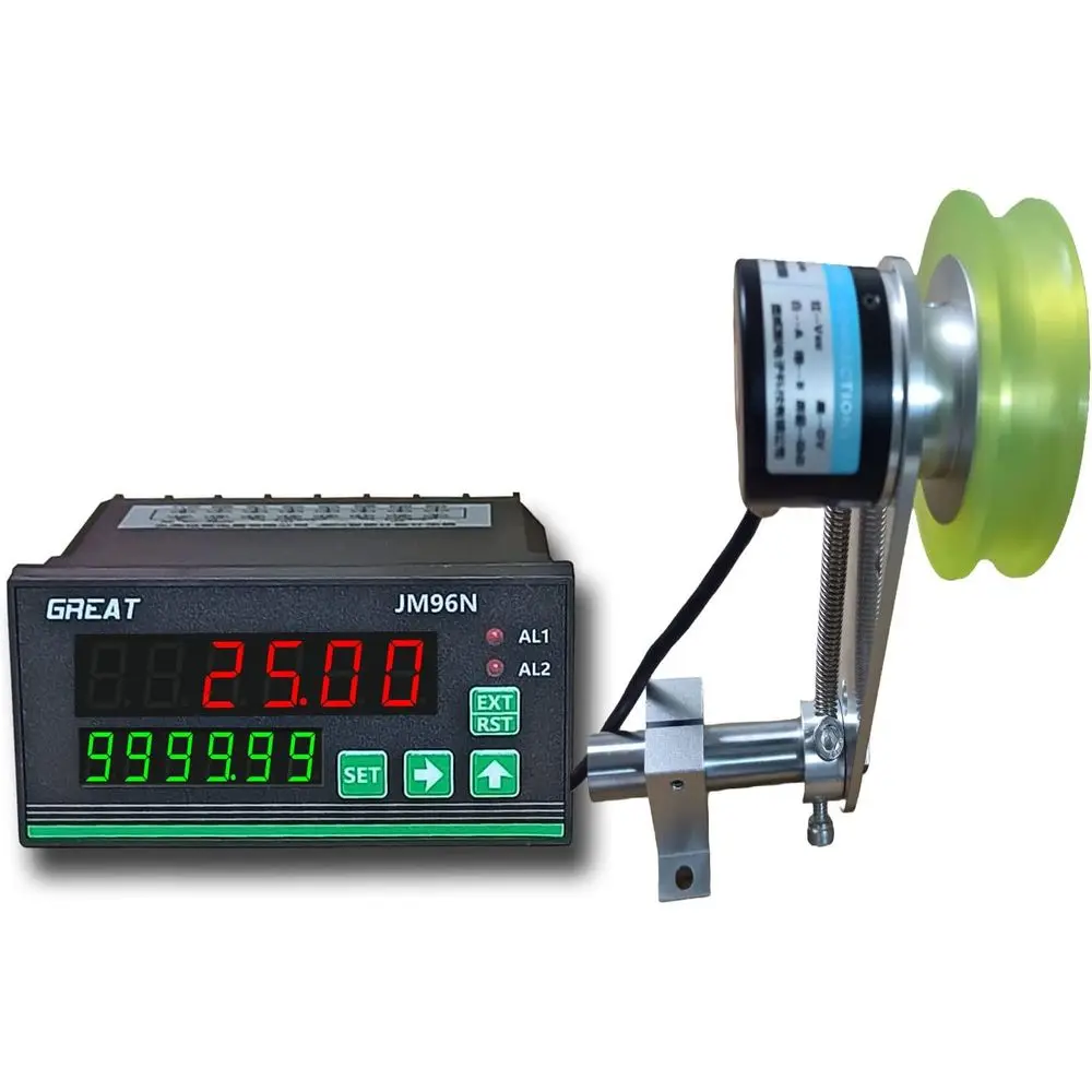 

Digital Length Meter Counter with Mechanical Measure Wheel, 0-999999 Range, 20mm Polyurethane Wheel