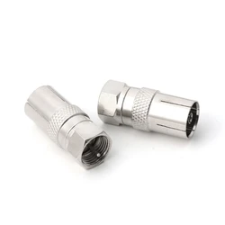 2Pcs F Type Male Plug Connector Socket to RF Coax TV Aerial Female RF Adapters