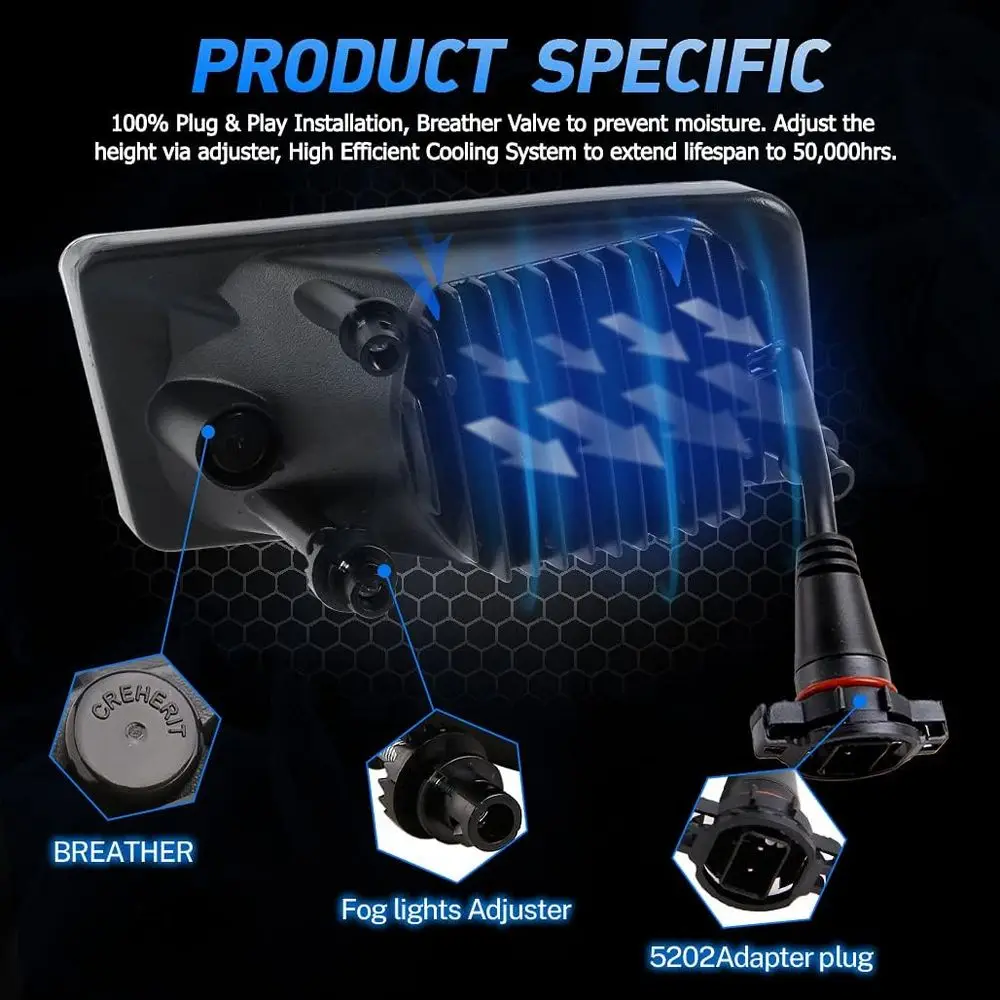 مصابيح مصد مصابيح الضباب LED باللون الأسود لسيارة سيلفرادو 2007-2014، 2007-2015 سوبربان، تاهو، 2007-2013 أفالانش، جي إم سي يوكون بيك اب تروك #3